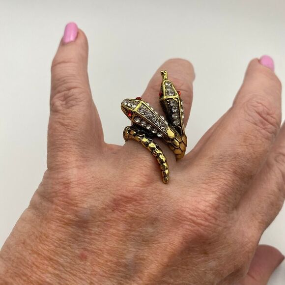Amrita Singh Crystal Two-Head Snake Ring - Picture 2 of 8
